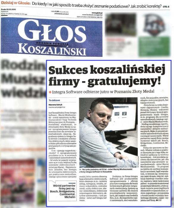 Głos Koszaliński 3/2016 Sukces koszalińskiej firmy