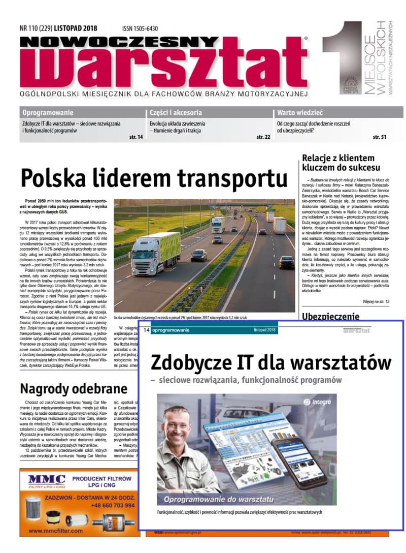 Nowoczesny Warsztat 112018 Zdobycze It dla warsztatow
